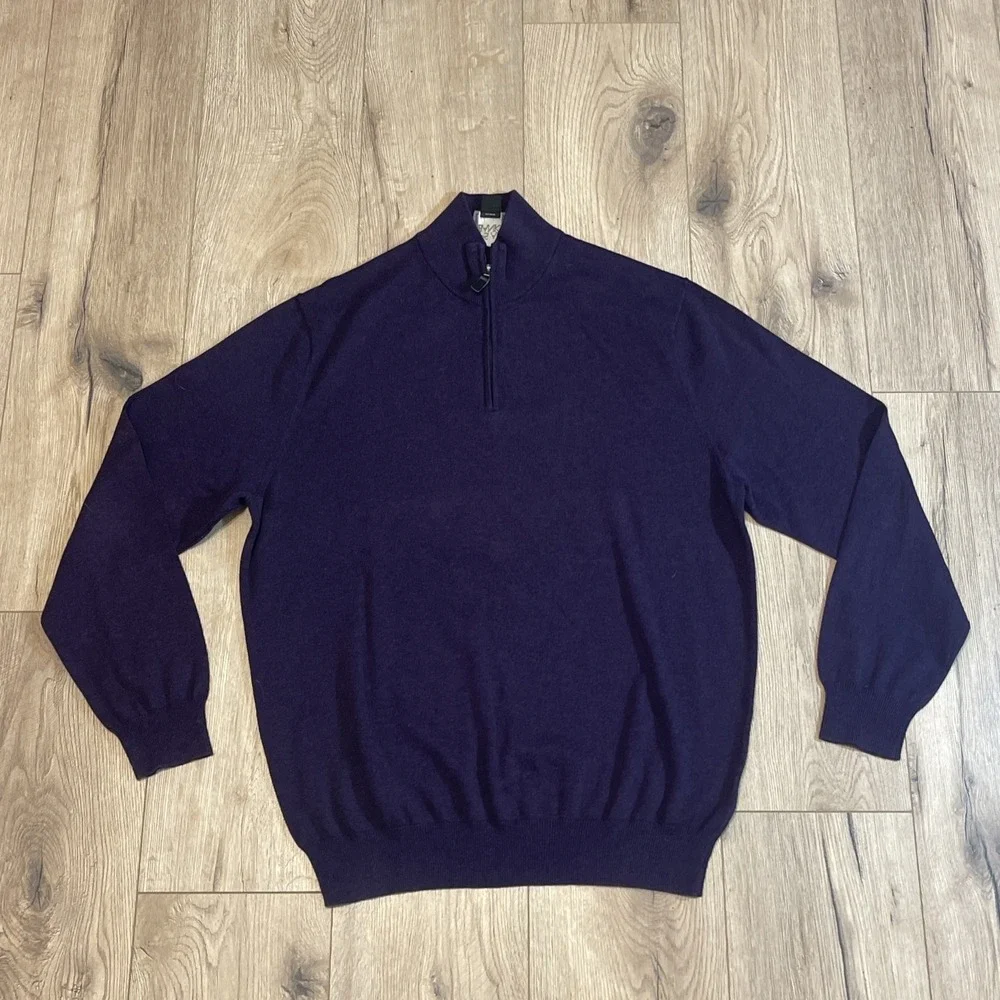 Men's Jos. A. Bank Traveler Pima Cotton Quarter Zip Sweater Purple XLarge